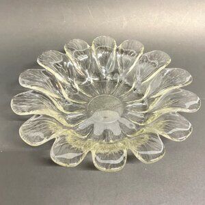 Holmegaard Denmark Vintage Shallow Clear Glass Flower Petal Daisy Bowl
